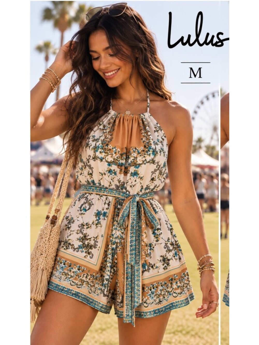 Lulus M Paisley Halter Mini Romper